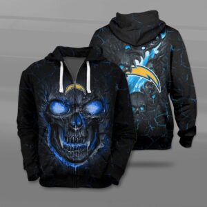 Nfl Los Angeles Chargers Fire Skull Lava 3D Shirt