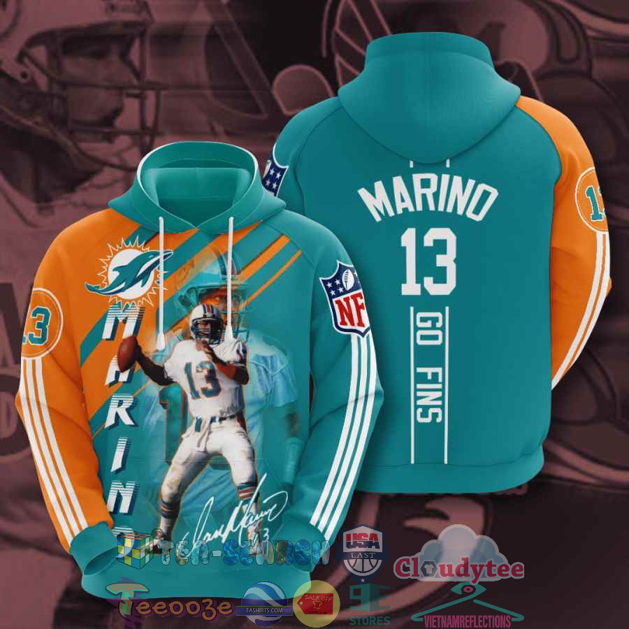 Nfl Miami Dolphins Dan Marino 13 Go Fins Hoodie 3D Nfl Miami Dolphins Dan Marino 13 Go Fins Hoodie 3D