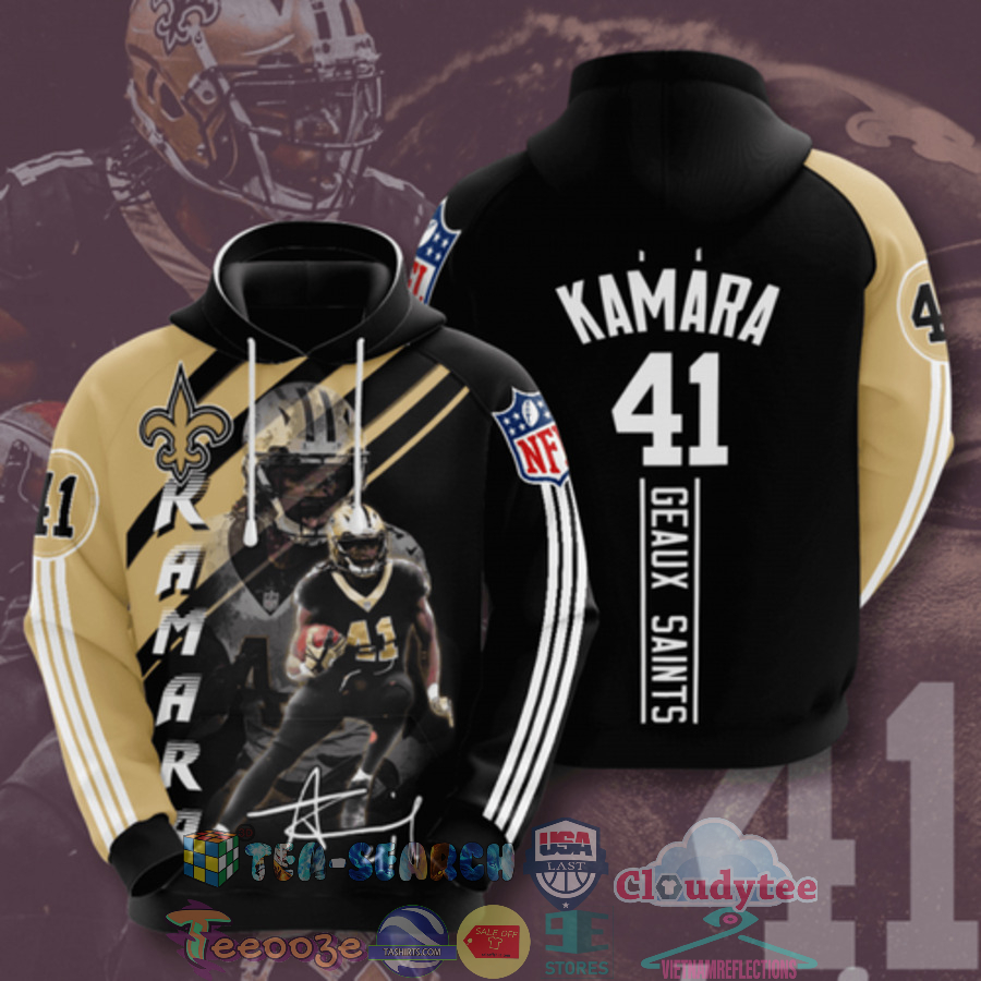 Nfl New Orleans Saints Alvin Kamara 41 Geaux Saints Hoodie 3D Nfl New Orleans Saints Alvin Kamara 41 Geaux Saints Hoodie 3D