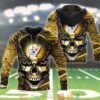Nfl Pittsburgh Steelers Skull Chain Silver 3D Hoodie