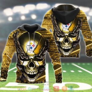 Nfl Pittsburgh Steelers Skull Chain Silver 3D Hoodie