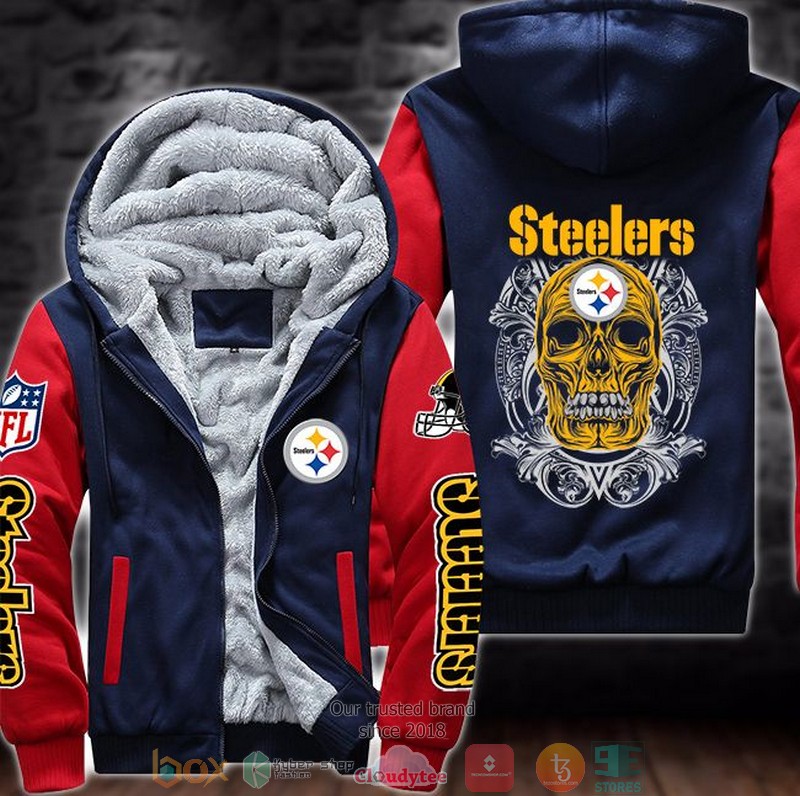 Nfl Pittsburgh Steelers Skull Face 3D Fleece Hoodie Jacket Nfl Pittsburgh Steelers Skull Face 3D Fleece Hoodie Jacket