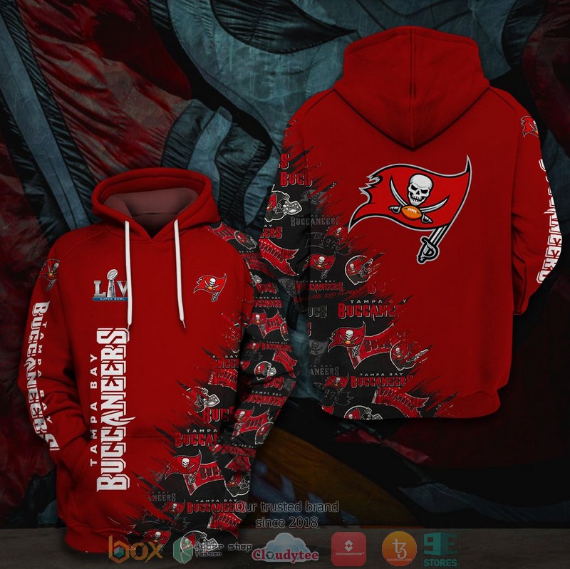 Nfl Tampa Bay Buccaneers Logo Liv Red Black 3D Hoodie Nfl Tampa Bay Buccaneers Logo Liv Red Black 3D Hoodie