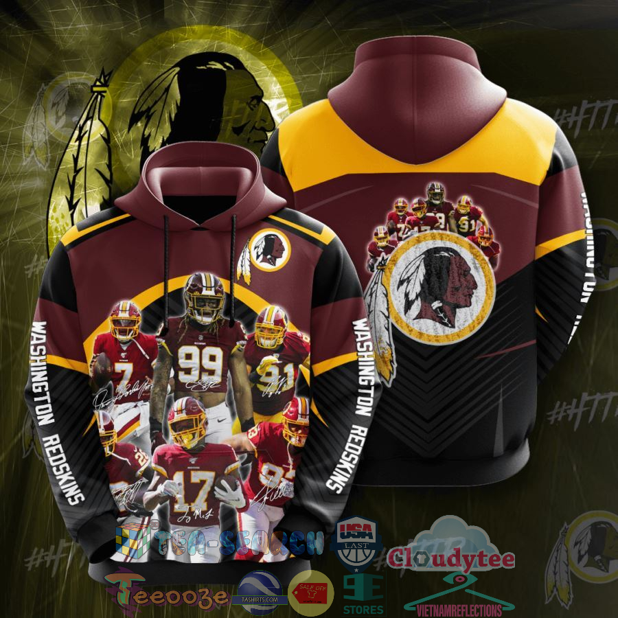 Nfl Washington Redskins Signatures Hoodie 3D Nfl Washington Redskins Signatures Hoodie 3D