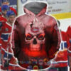 Nhl Montreal Canadiens Skull On Fire Hoodie 3D