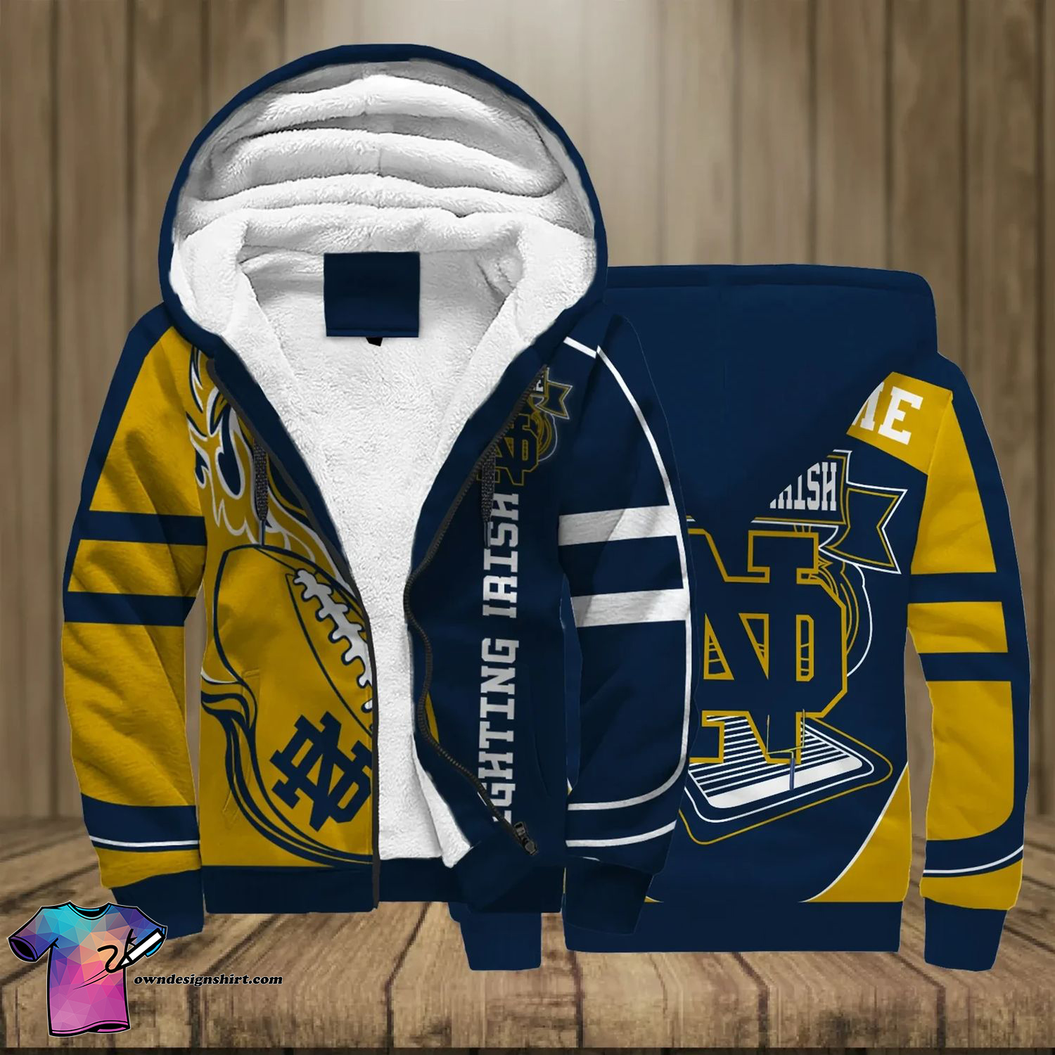 Notre Dame Fighting Irish Football Full Print Fleece Hoodie Notre Dame Fighting Irish Football Full Print Fleece Hoodie