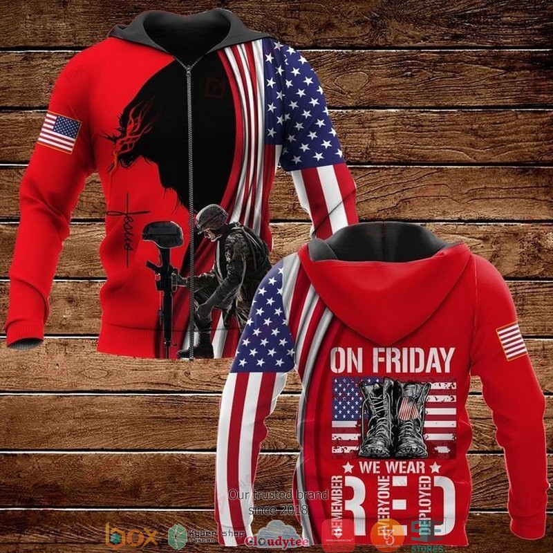 On Friday We Were Red Jesus Army Us Flag 3D Hoodie On Friday We Were Red Jesus Army Us Flag 3D Hoodie
