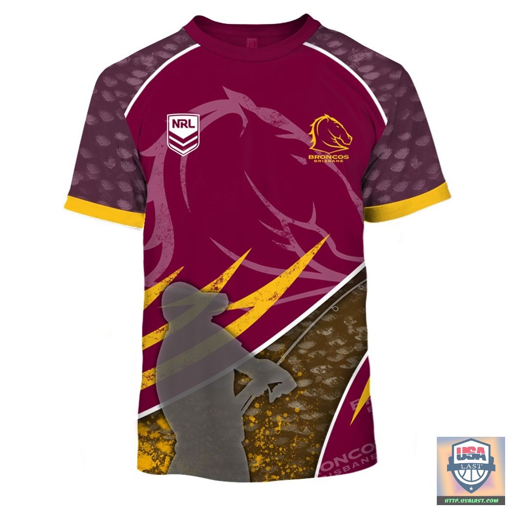 Personalised Brisbane Broncos Nrl Fishing 3D Hoodie T-Shirt Personalised Brisbane Broncos Nrl Fishing 3D Hoodie T-Shirt