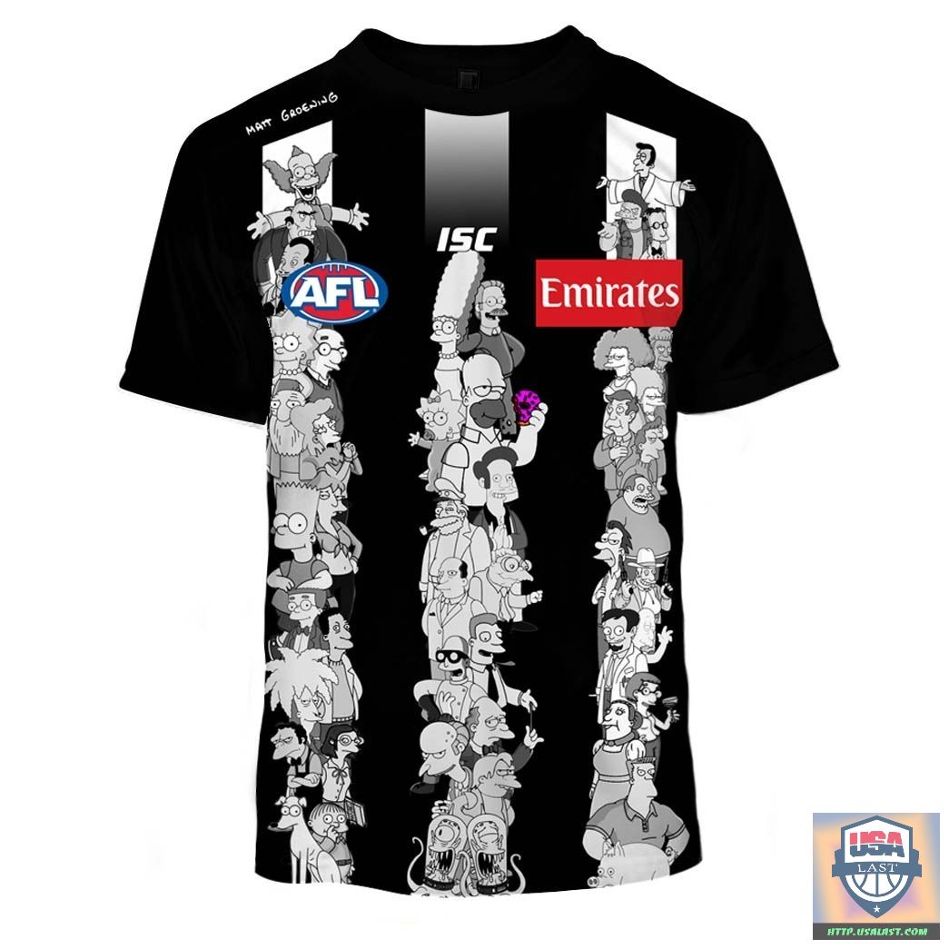 Personalize Afl Collingwood Magpies The Simpsons Guernsey 3D Shirt Hoodie Personalize Afl Collingwood Magpies The Simpsons Guernsey 3D Shirt Hoodie