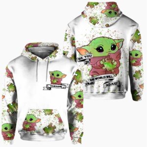 Personalize Baby Yoda Be You The World Will Adjust 3D Hoodie