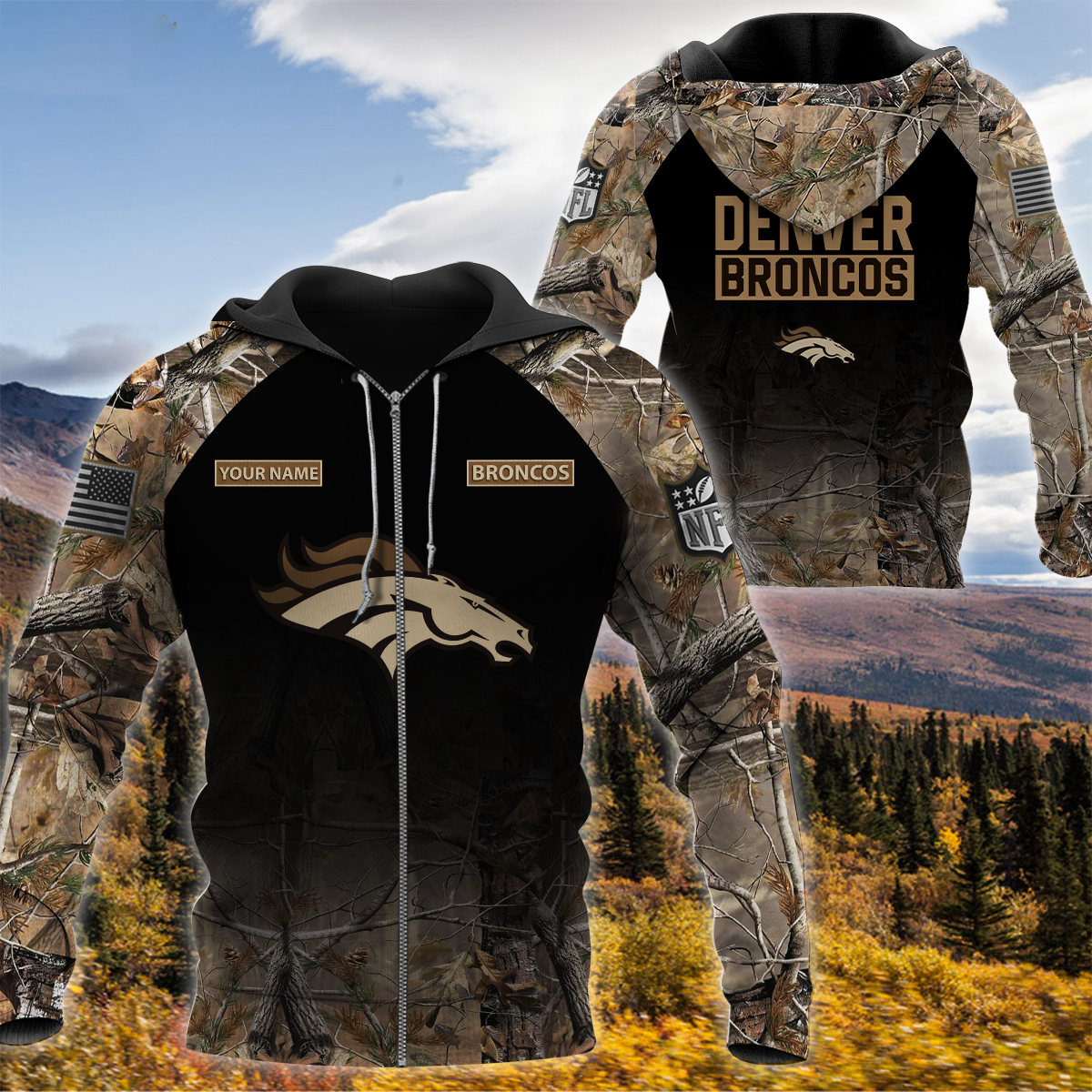Personalized Denver Broncos Nfl Hunting Camo Custom 3D Shirt Personalized Denver Broncos Nfl Hunting Camo Custom 3D Shirt