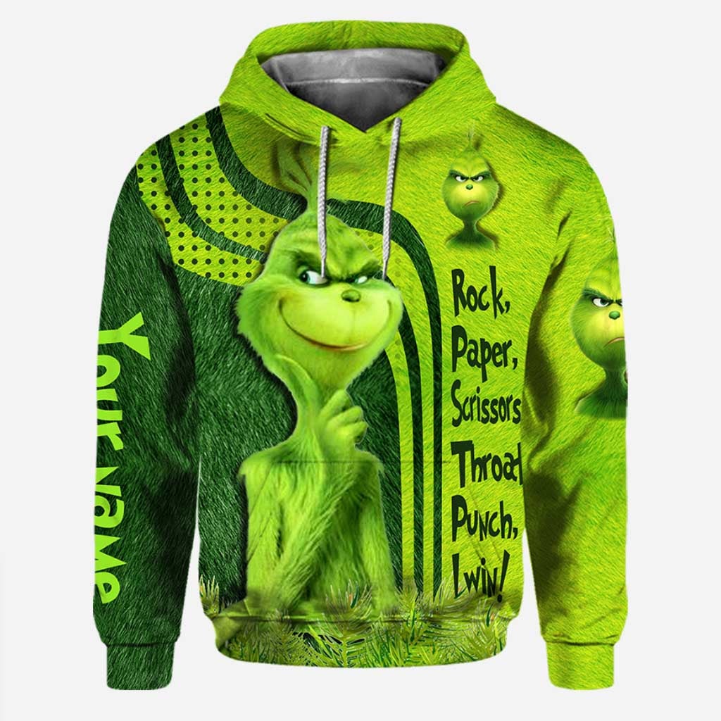 Personalized Grinch Rock Paper Scrissors Throat Punch I Win Hoodie- Limited Edition Personalized Grinch Rock Paper Scrissors Throat Punch I Win Hoodie- Limited Edition