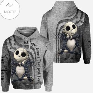 Personalized Jack Skellington Rock Paper Scissors Throat Punch I Win Grey Hoodie