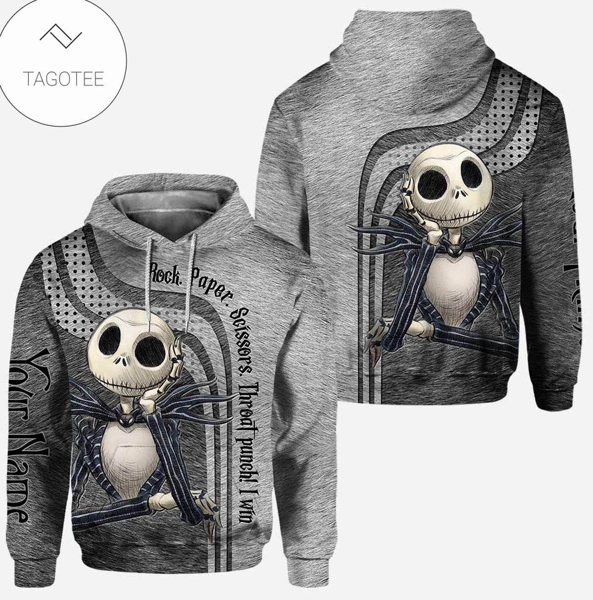 Personalized Jack Skellington Rock Paper Scissors Throat Punch I Win Grey Hoodie Personalized Jack Skellington Rock Paper Scissors Throat Punch I Win Grey Hoodie