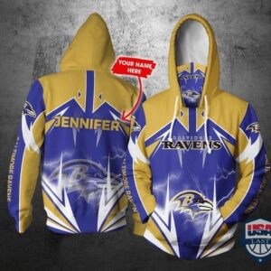 Personalized Nfl Baltimore Ravens Lightning Gaiter 3D Hoodie