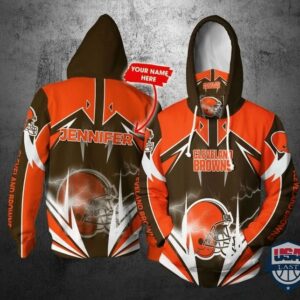 Personalized Nfl Cleveland Browns Lightning Gaiter 3D Hoodie