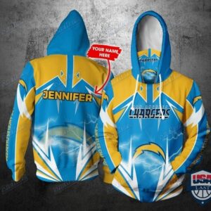 Personalized Nfl Los Angeles Chargers Lightning Gaiter 3D Hoodie