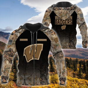 Personalized Wisconsin Badgers Hunting Camo Custom 3D Shirt