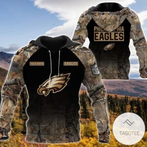 Personalized Your Name Hunting Camo Style Philadelphia Eagles Full Print Hoodie