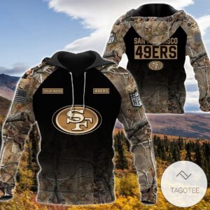 Personalized Your Name Hunting Camo Style San Francisco 49Ers Full Print Hoodie
