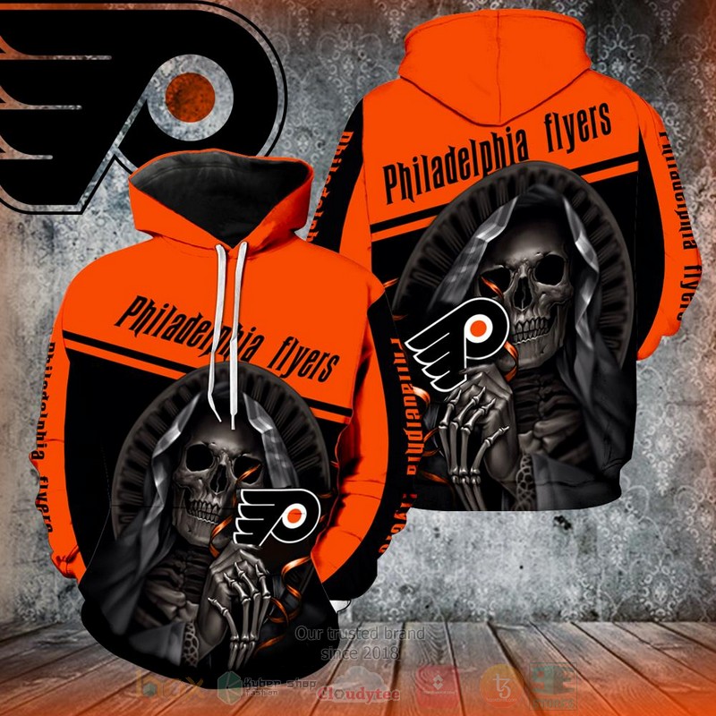 Philadelphia Flyers Nhl Skull New 3D Hoodie Philadelphia Flyers Nhl Skull New 3D Hoodie