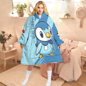 Pokemon Piplup Fleece Hoodie Blanket