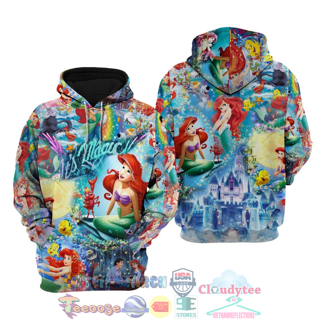 Princess Ariel Glitter Castle Disney It’S Magic Hoodie 3D Princess Ariel Glitter Castle Disney It’S Magic Hoodie 3D