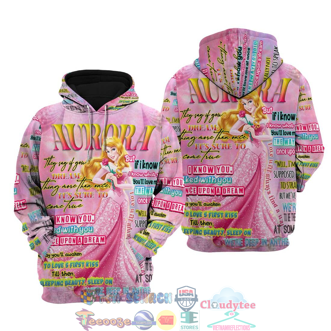 Princess Aurora Words Pattern Disney Quotes Hoodie 3D Princess Aurora Words Pattern Disney Quotes Hoodie 3D