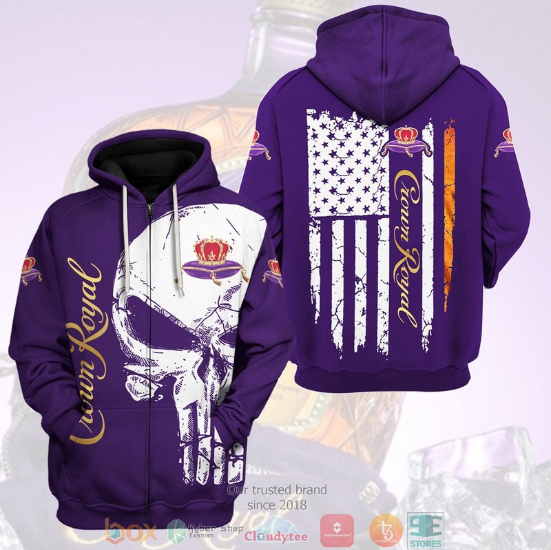 Skull Punisher Crown Royal American Flag 3D Shirt Skull Punisher Crown Royal American Flag 3D Shirt