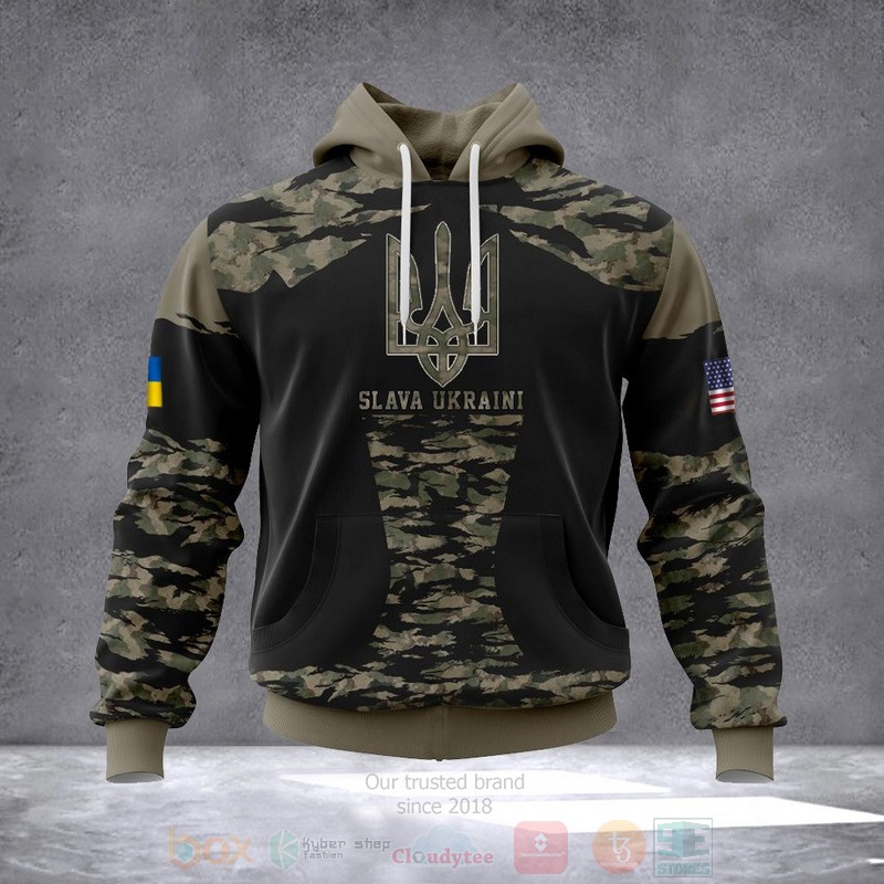 Slava Ukraine American Ukrainian Flag Trident Ukraine 3D Hoodie Slava Ukraine American Ukrainian Flag Trident Ukraine 3D Hoodie