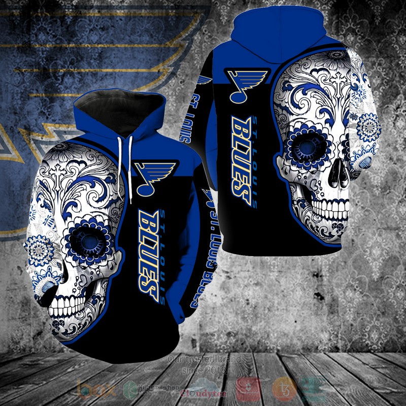 St. Louis Blues Nhl Skull 3D Hoodie St. Louis Blues Nhl Skull 3D Hoodie