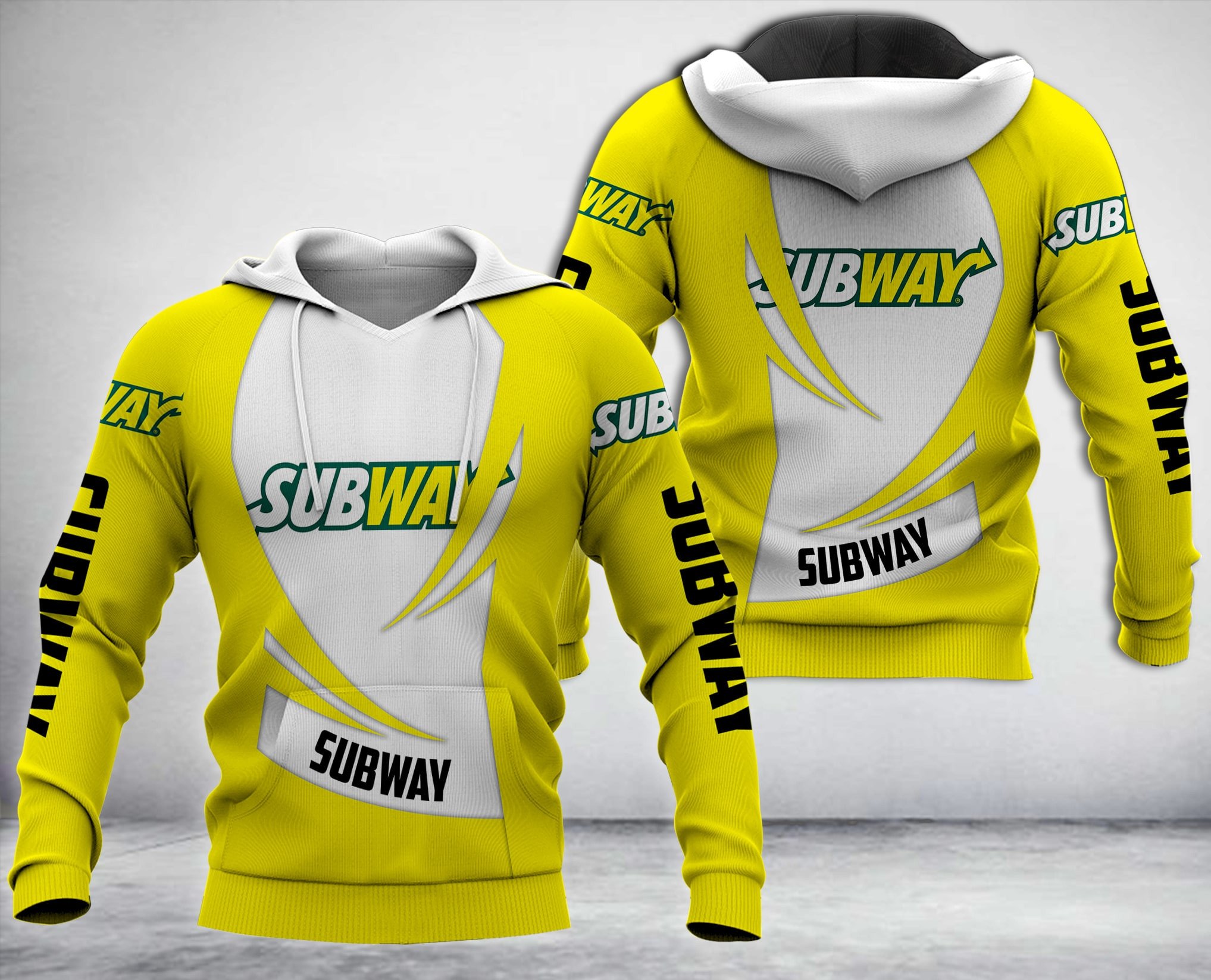 Subway Yellow White 3D Hoodie Subway Yellow White 3D Hoodie