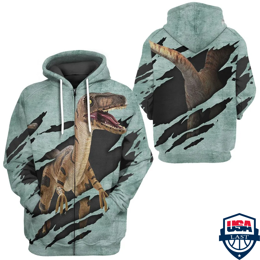 Velociraptor Jurassic World 3D Hoodie Apparel Velociraptor Jurassic World 3D Hoodie Apparel