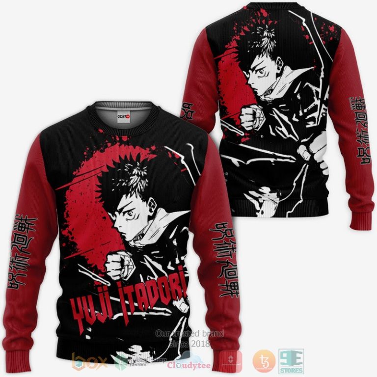 Yuji-Itadori-Jujutsu-Kaisen-Anime-Monochrome-3D-Hoodie-Bomber-Jacket-2